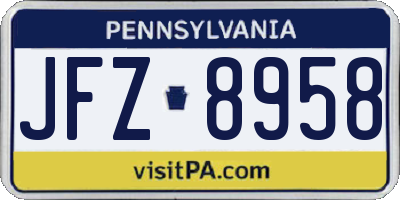 PA license plate JFZ8958