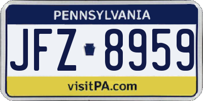 PA license plate JFZ8959