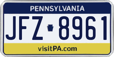 PA license plate JFZ8961