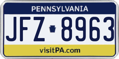 PA license plate JFZ8963