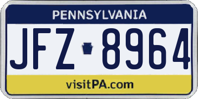 PA license plate JFZ8964