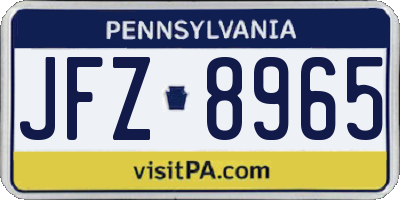 PA license plate JFZ8965