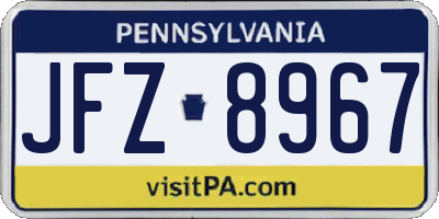 PA license plate JFZ8967