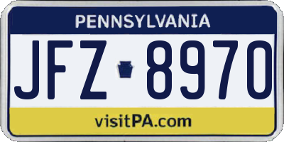PA license plate JFZ8970