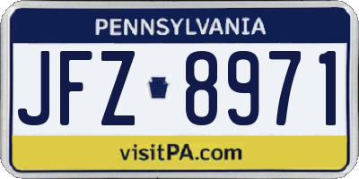 PA license plate JFZ8971