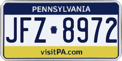 PA license plate JFZ8972