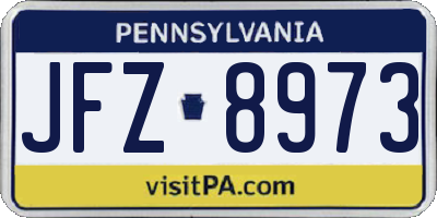 PA license plate JFZ8973
