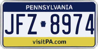 PA license plate JFZ8974