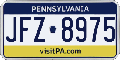 PA license plate JFZ8975