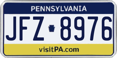PA license plate JFZ8976