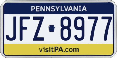 PA license plate JFZ8977