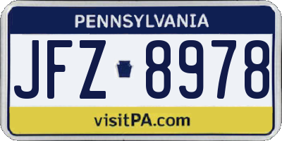 PA license plate JFZ8978