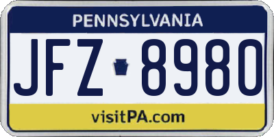 PA license plate JFZ8980