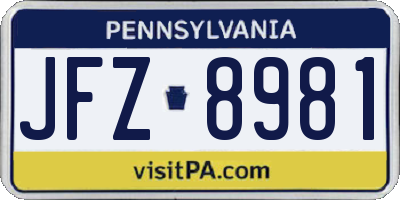 PA license plate JFZ8981