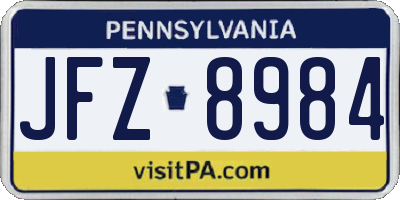 PA license plate JFZ8984