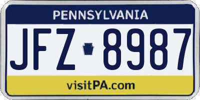 PA license plate JFZ8987