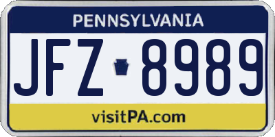 PA license plate JFZ8989