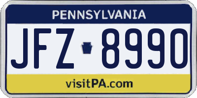 PA license plate JFZ8990