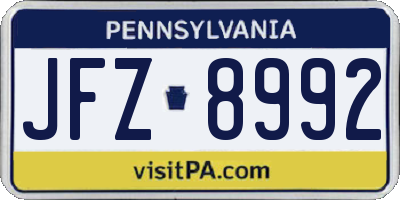 PA license plate JFZ8992