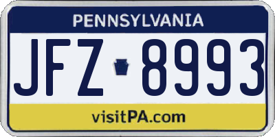 PA license plate JFZ8993