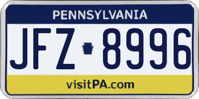 PA license plate JFZ8996