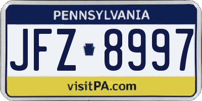 PA license plate JFZ8997