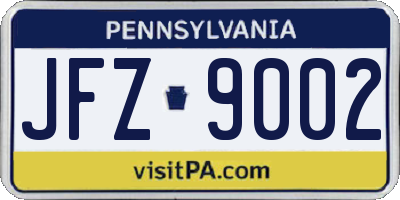 PA license plate JFZ9002