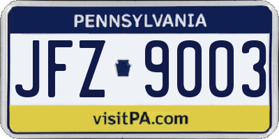 PA license plate JFZ9003