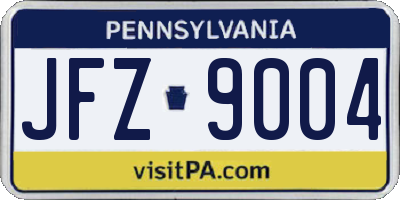 PA license plate JFZ9004
