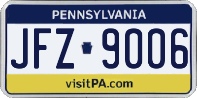 PA license plate JFZ9006