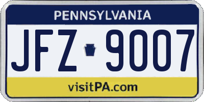 PA license plate JFZ9007