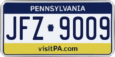 PA license plate JFZ9009