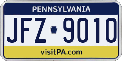 PA license plate JFZ9010