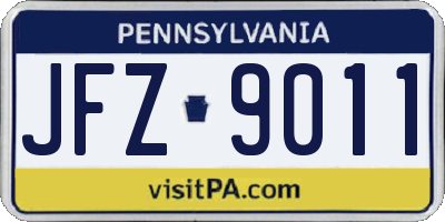 PA license plate JFZ9011