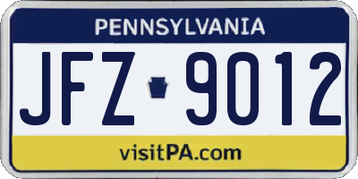 PA license plate JFZ9012