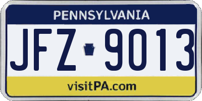 PA license plate JFZ9013
