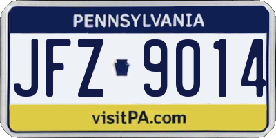 PA license plate JFZ9014