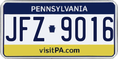 PA license plate JFZ9016