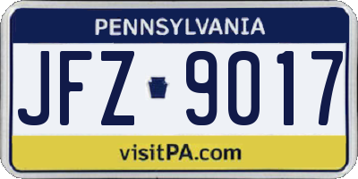 PA license plate JFZ9017