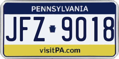 PA license plate JFZ9018