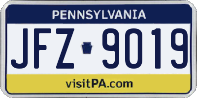 PA license plate JFZ9019