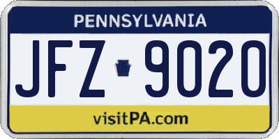 PA license plate JFZ9020