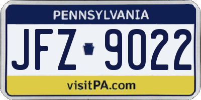 PA license plate JFZ9022