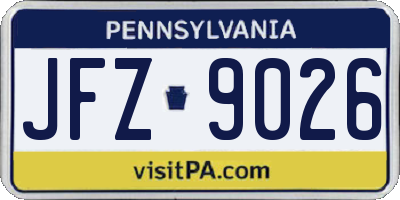PA license plate JFZ9026