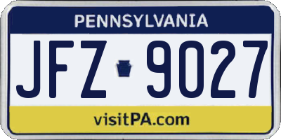 PA license plate JFZ9027