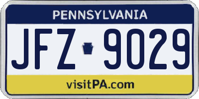 PA license plate JFZ9029