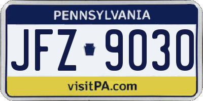 PA license plate JFZ9030