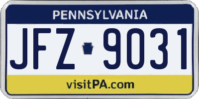 PA license plate JFZ9031