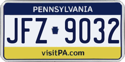 PA license plate JFZ9032