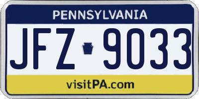 PA license plate JFZ9033